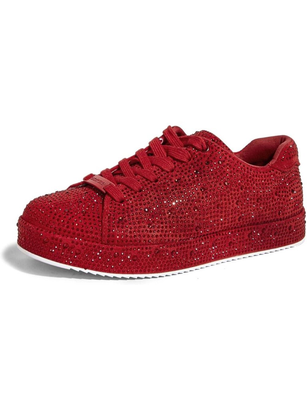 Women's Red Rhinestone Sparkly Bling Fashion Glitter Platform Stylish Sneakers